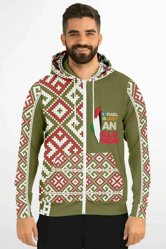 Athletic Zip-Up Olive Hoodie - IVORYNN