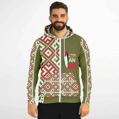 Athletic Zip-Up Olive Hoodie - IVORYNN