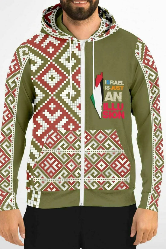 Athletic Zip-Up Olive Hoodie - IVORYNN