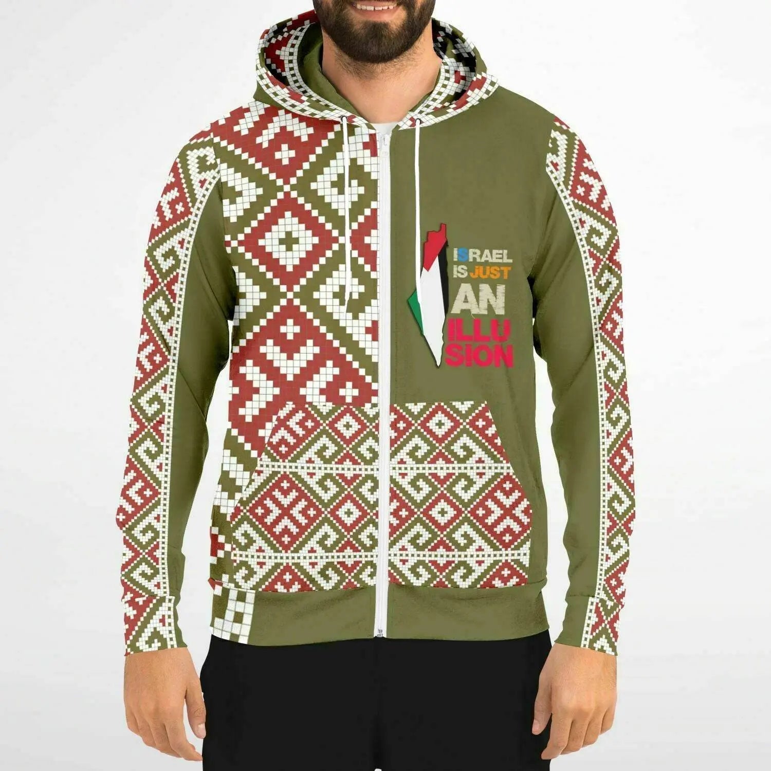 Athletic Zip-Up Olive Hoodie - IVORYNN