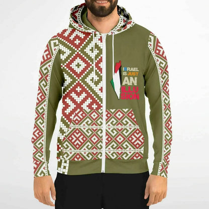 Athletic Zip-Up Olive Hoodie - IVORYNN