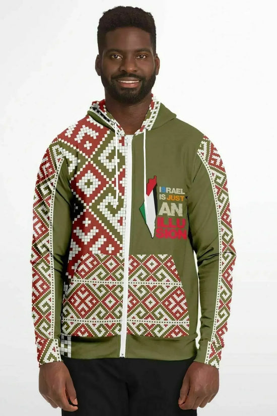 Athletic Zip-Up Olive Hoodie - IVORYNN