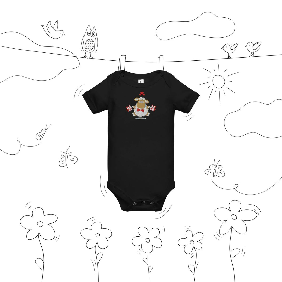 Baby short sleeve Black one piece - IVORYNN
