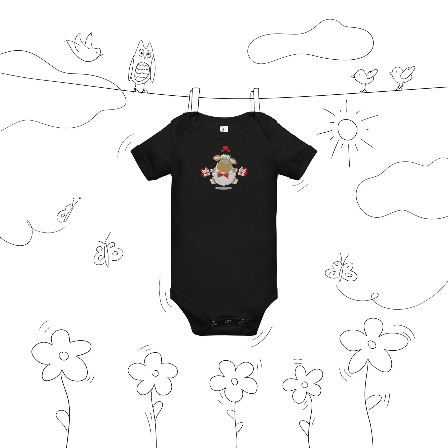 Baby short sleeve Black one piece - IVORYNN