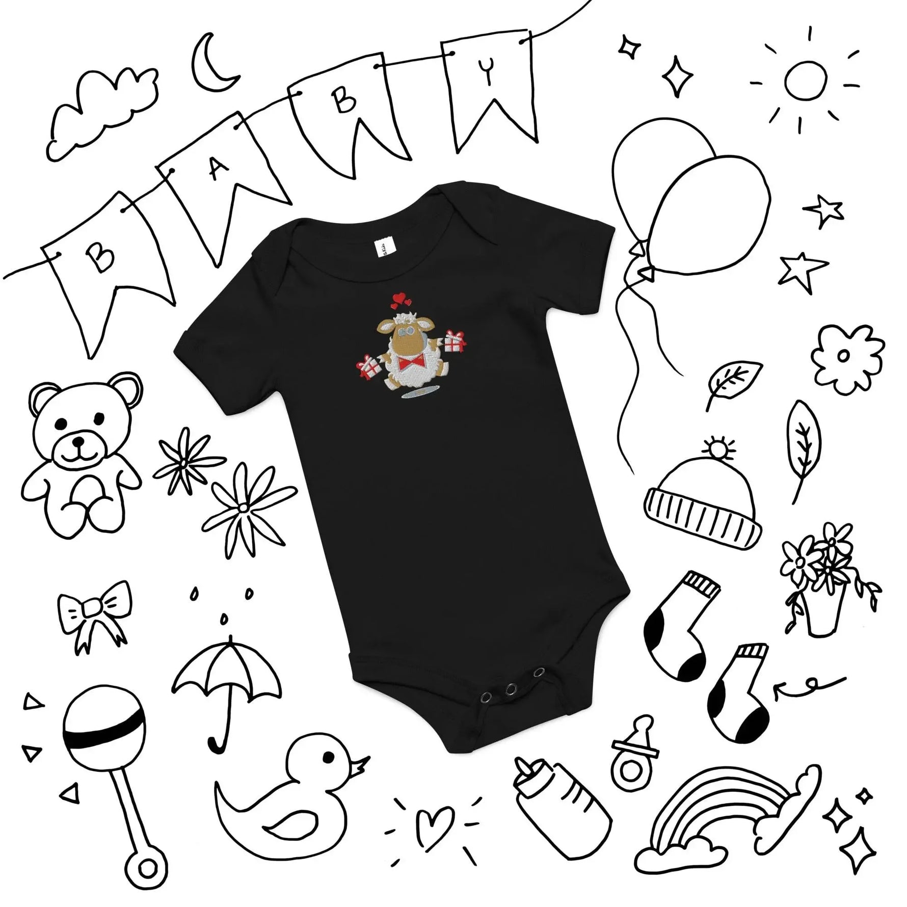 Baby short sleeve Black one piece - IVORYNN
