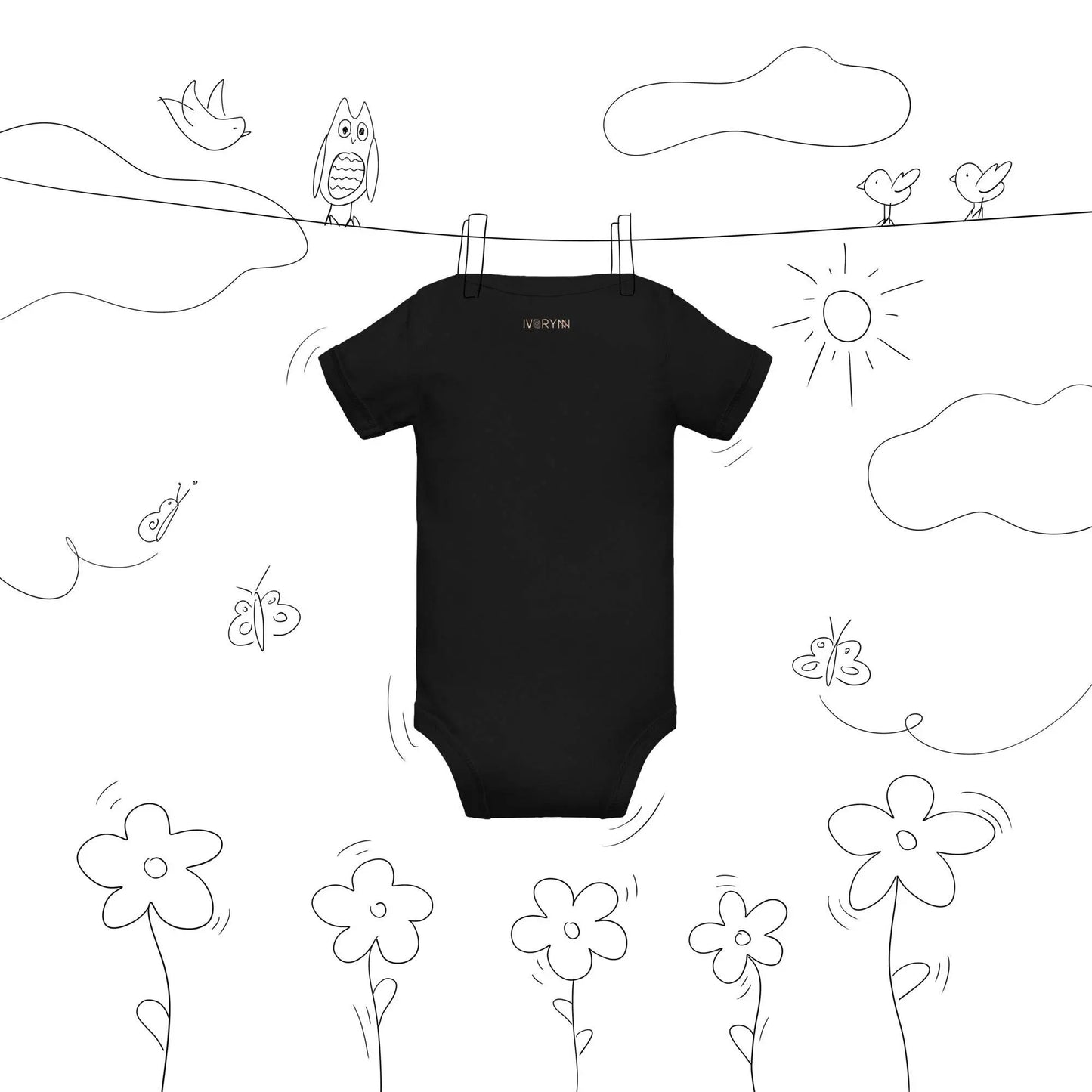 Baby short sleeve Black one piece - IVORYNN