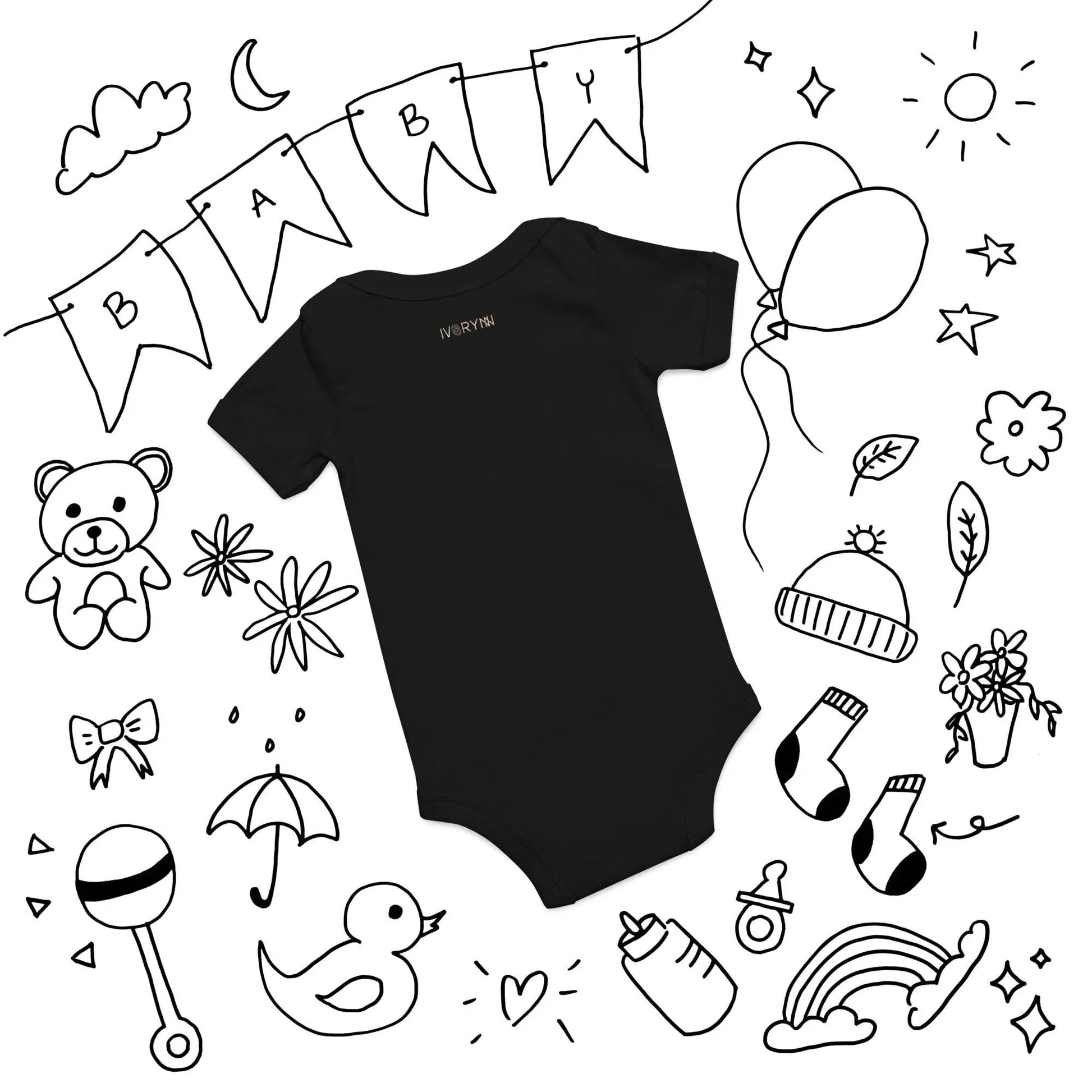 Baby short sleeve Black one piece - IVORYNN