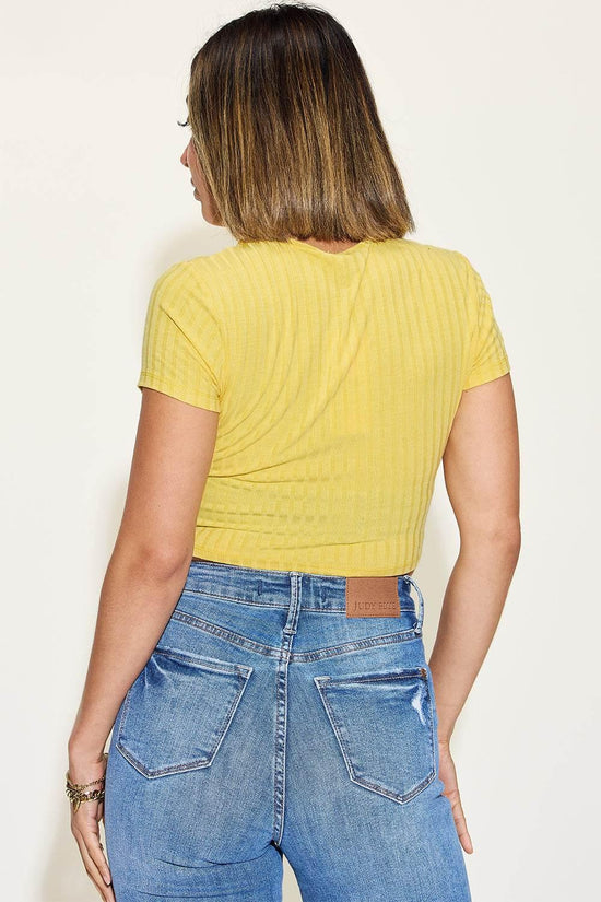 Basic Bae Ribbed Round Neck Crop Top - IVORYNN