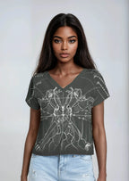 Batwing Sleeve V-Neck Top - Dark Green - IVORYNN