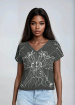 Batwing Sleeve V-Neck Top - Dark Green - IVORYNN