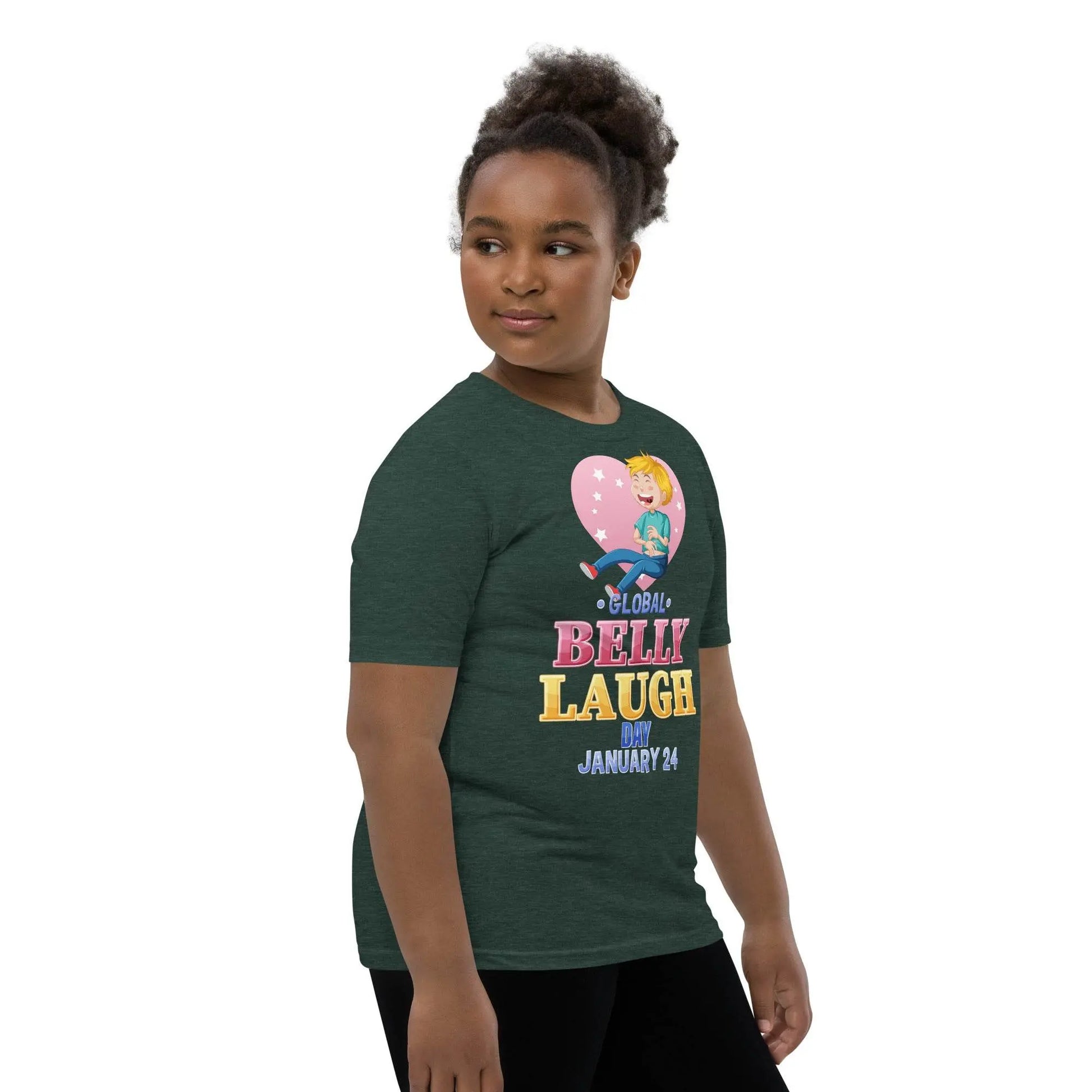 Belly Laugh Youth Short Sleeve Green and white T-Shirt - IVORYNN