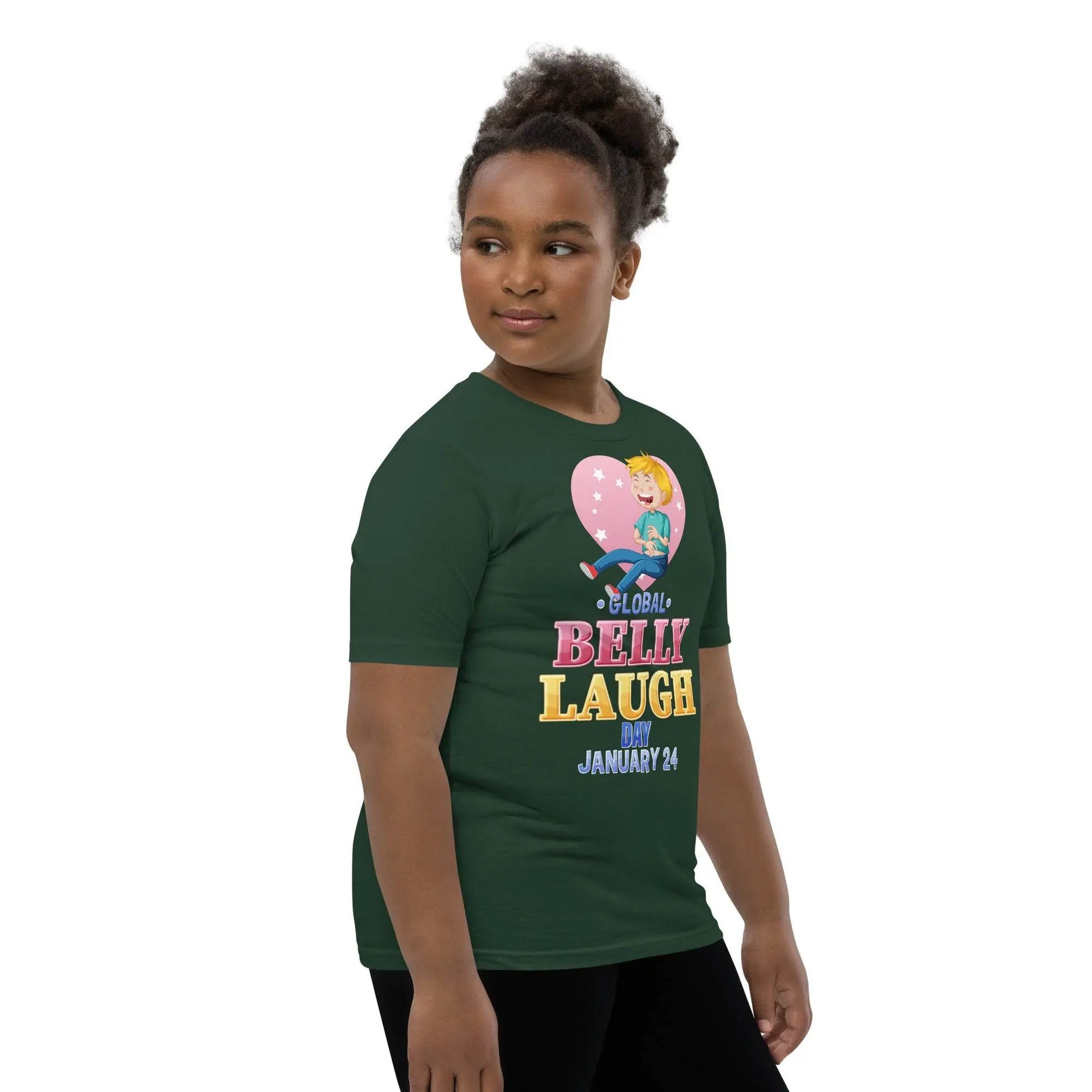 Belly Laugh Youth Short Sleeve Green and white T-Shirt - IVORYNN