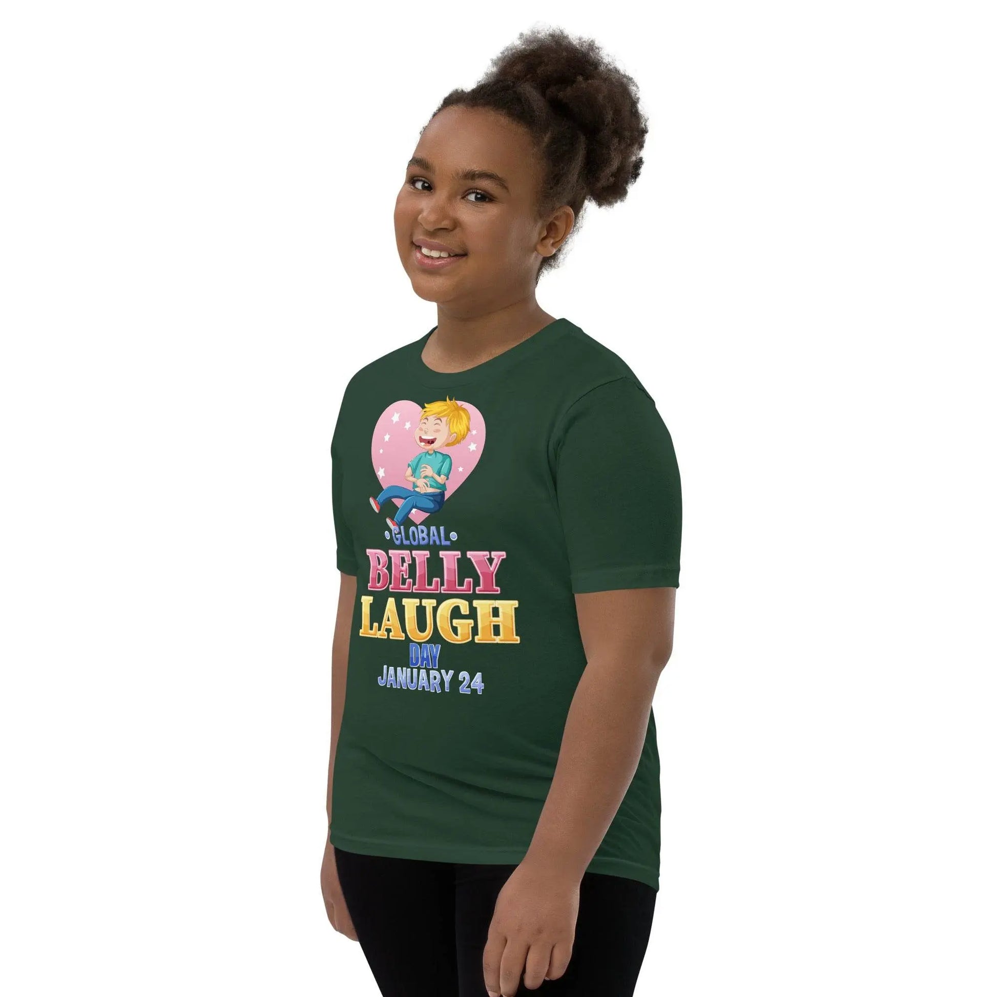 Belly Laugh Youth Short Sleeve Green and white T-Shirt - IVORYNN