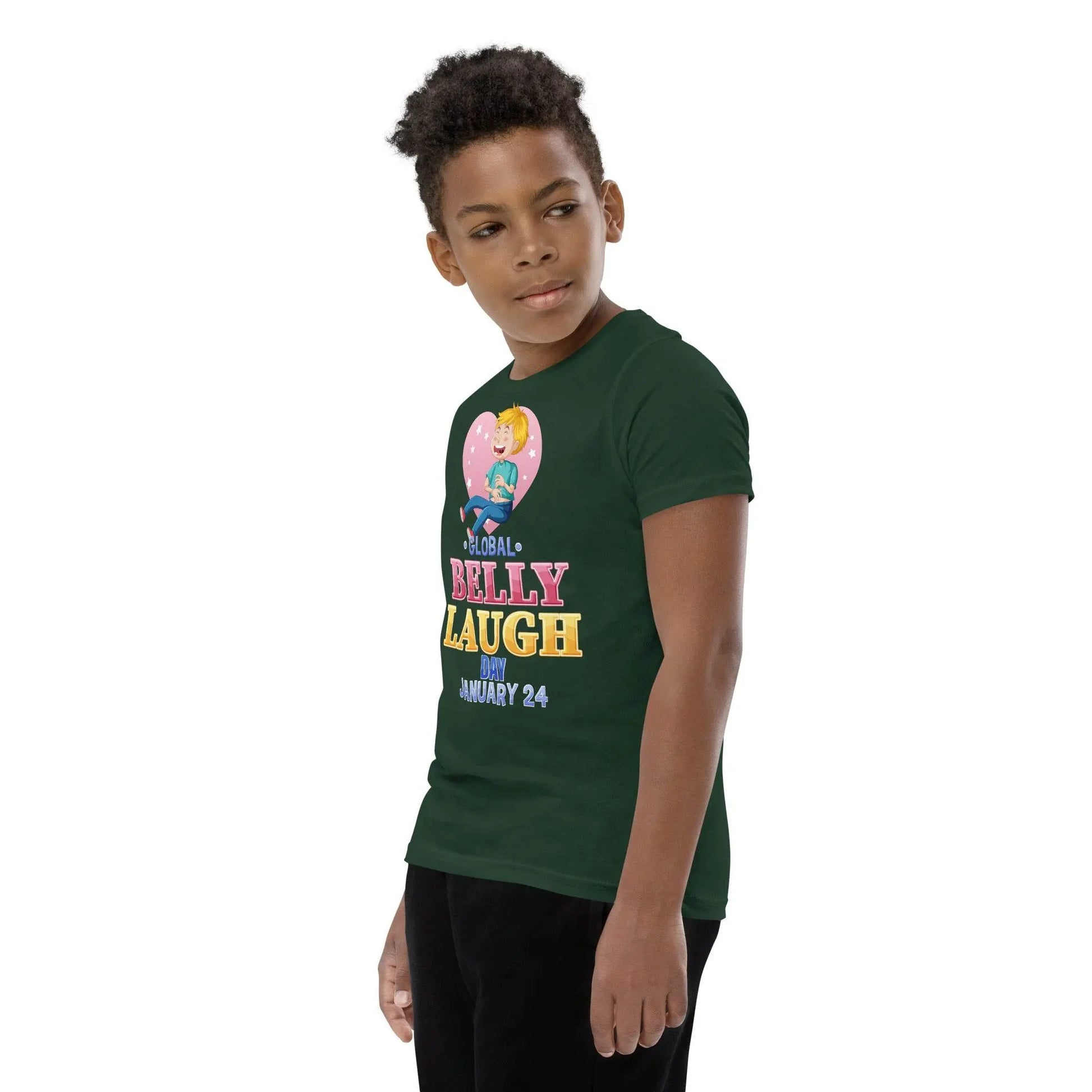 Belly Laugh Youth Short Sleeve Green and white T-Shirt - IVORYNN