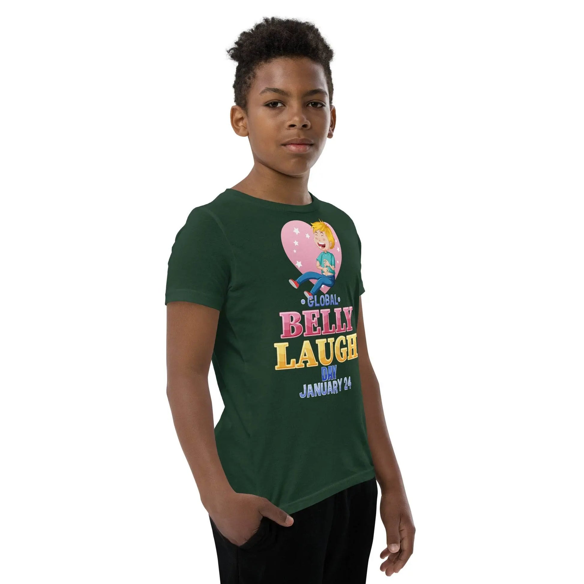 Belly Laugh Youth Short Sleeve Green and white T-Shirt - IVORYNN