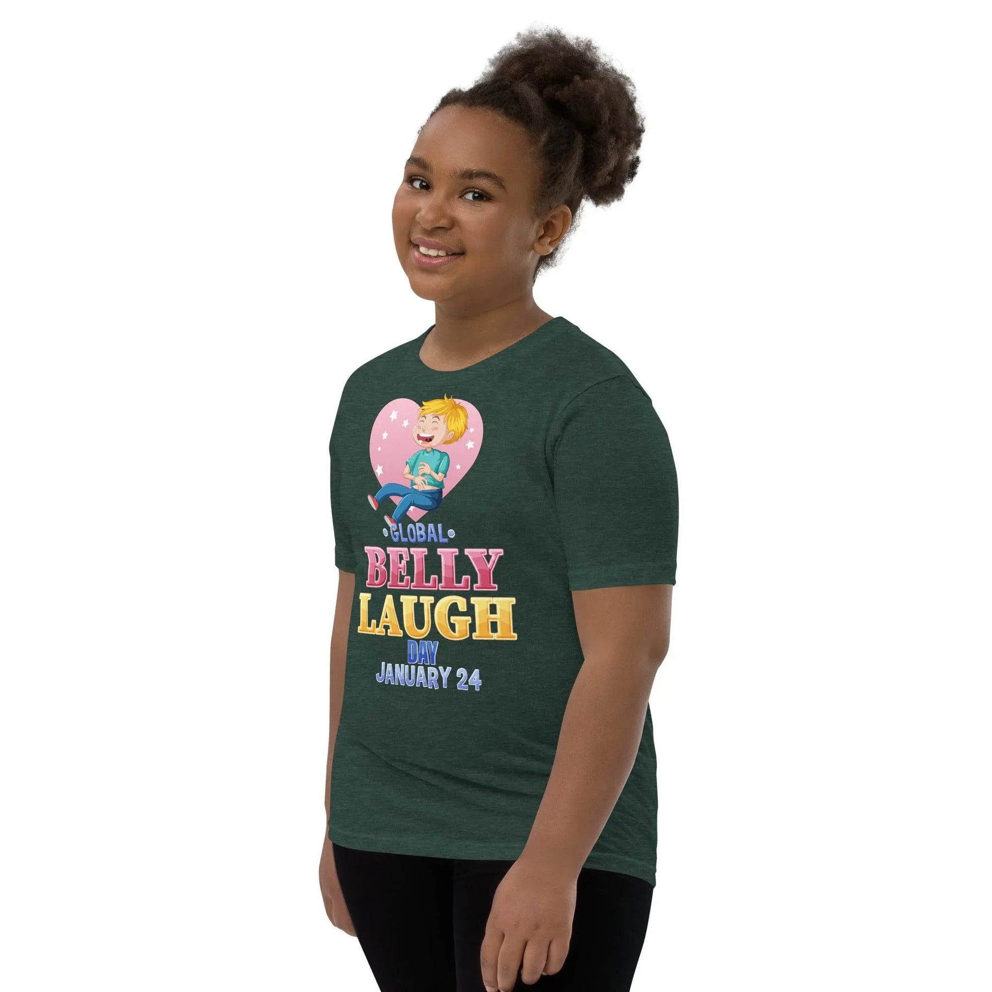 Belly Laugh Youth Short Sleeve Green and white T-Shirt - IVORYNN