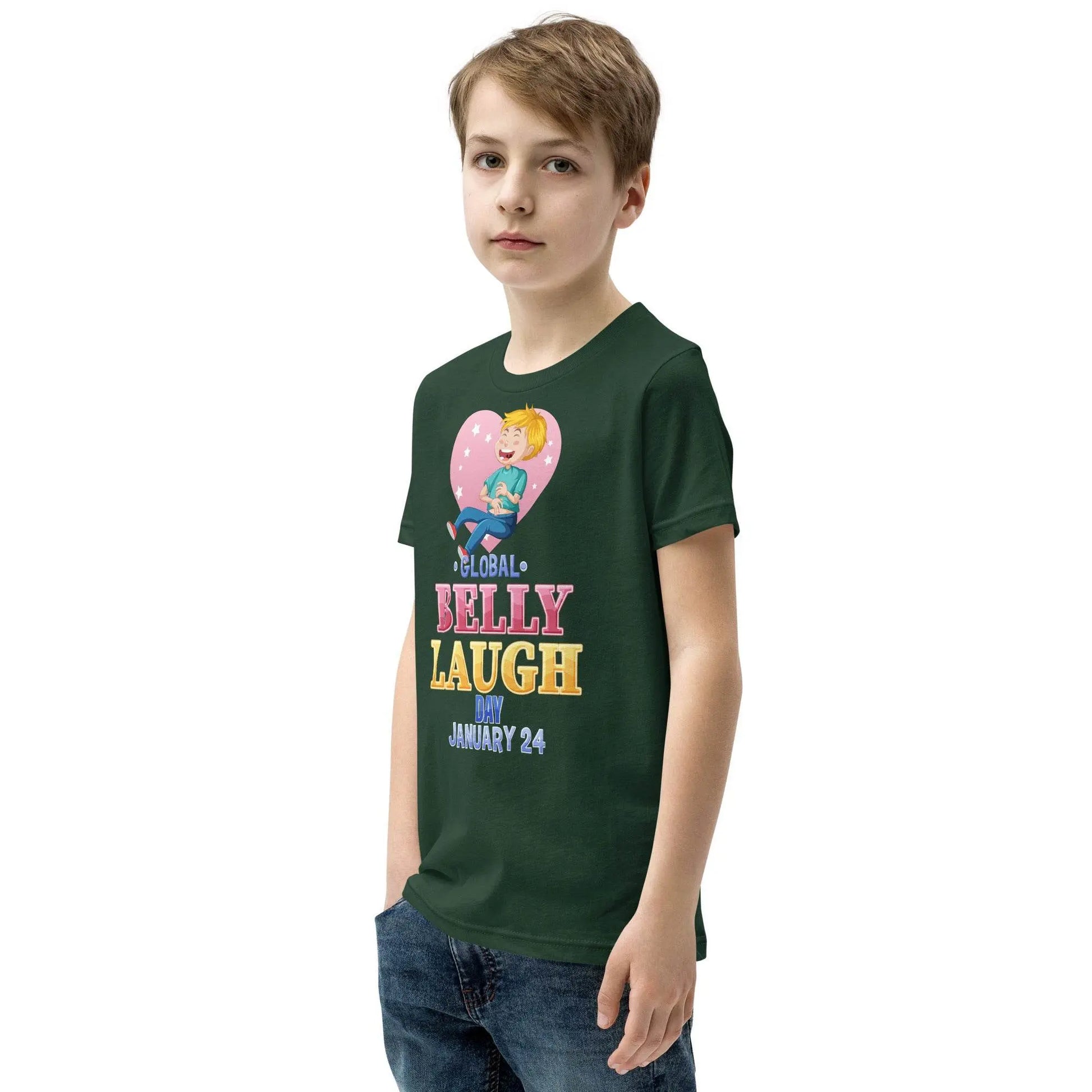 Belly Laugh Youth Short Sleeve Green and white T-Shirt - IVORYNN