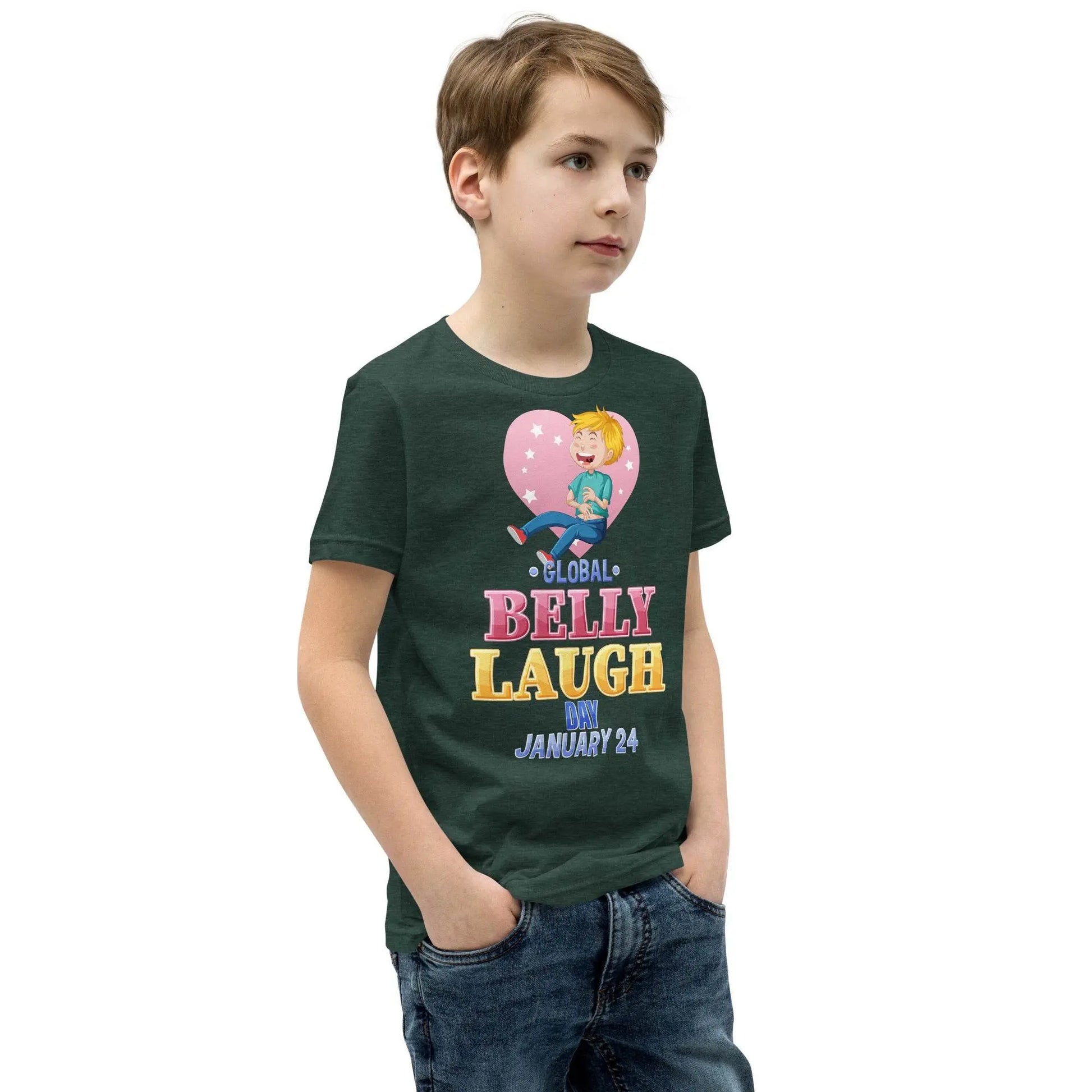 Belly Laugh Youth Short Sleeve Green and white T-Shirt - IVORYNN