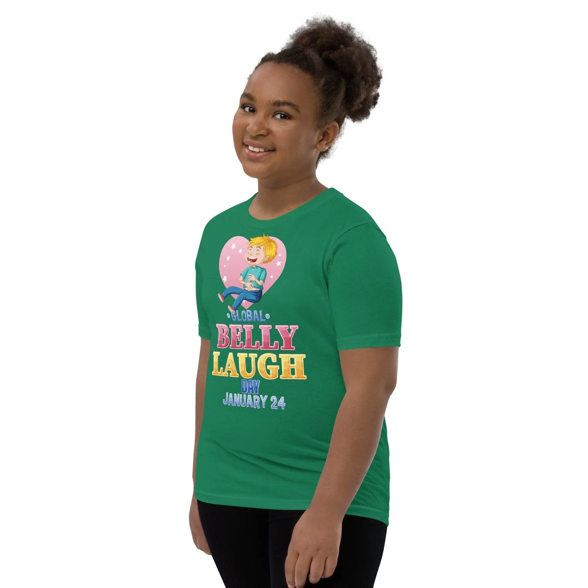 Belly Laugh Youth Short Sleeve Green and white T-Shirt - IVORYNN