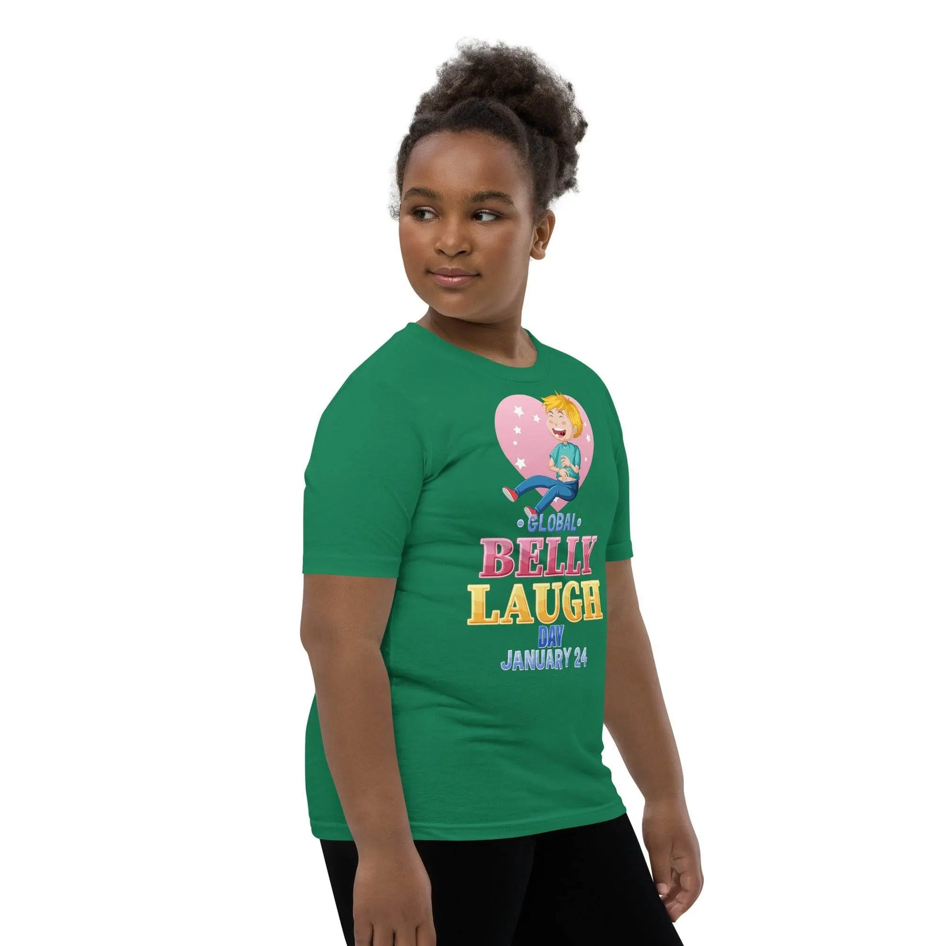 Belly Laugh Youth Short Sleeve Green and white T-Shirt - IVORYNN