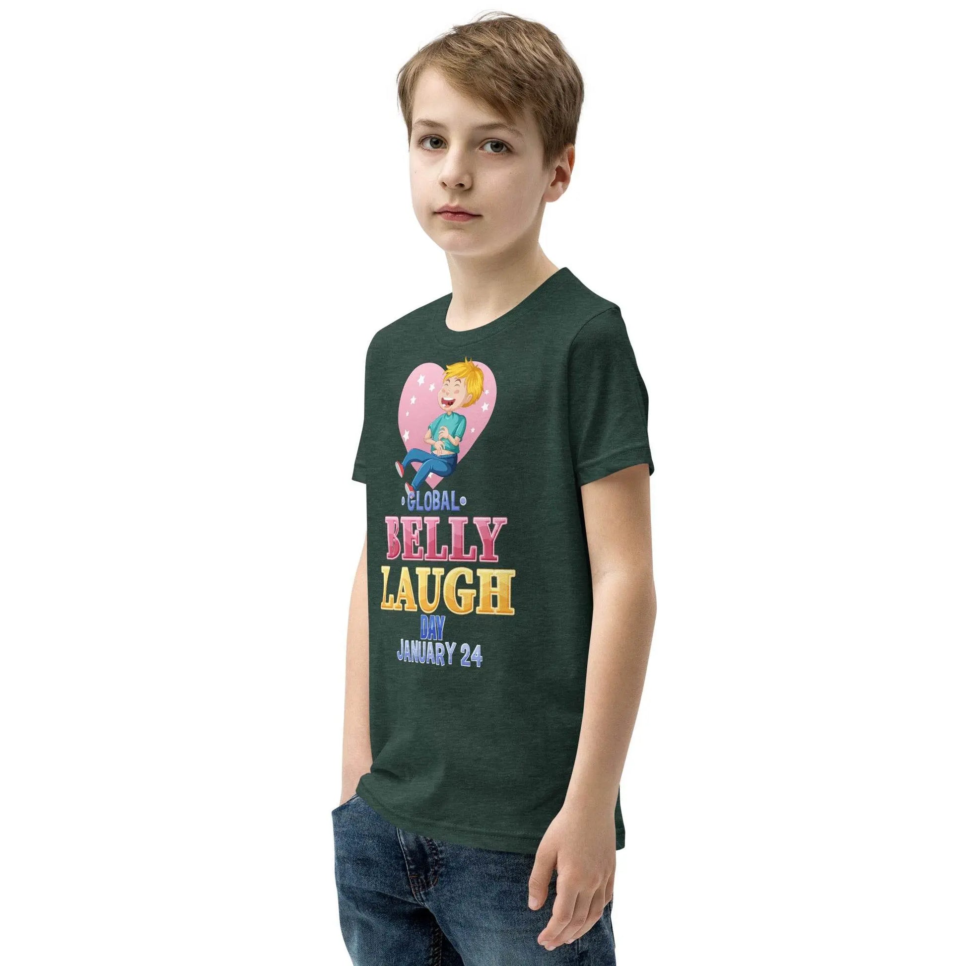 Belly Laugh Youth Short Sleeve Green and white T-Shirt - IVORYNN