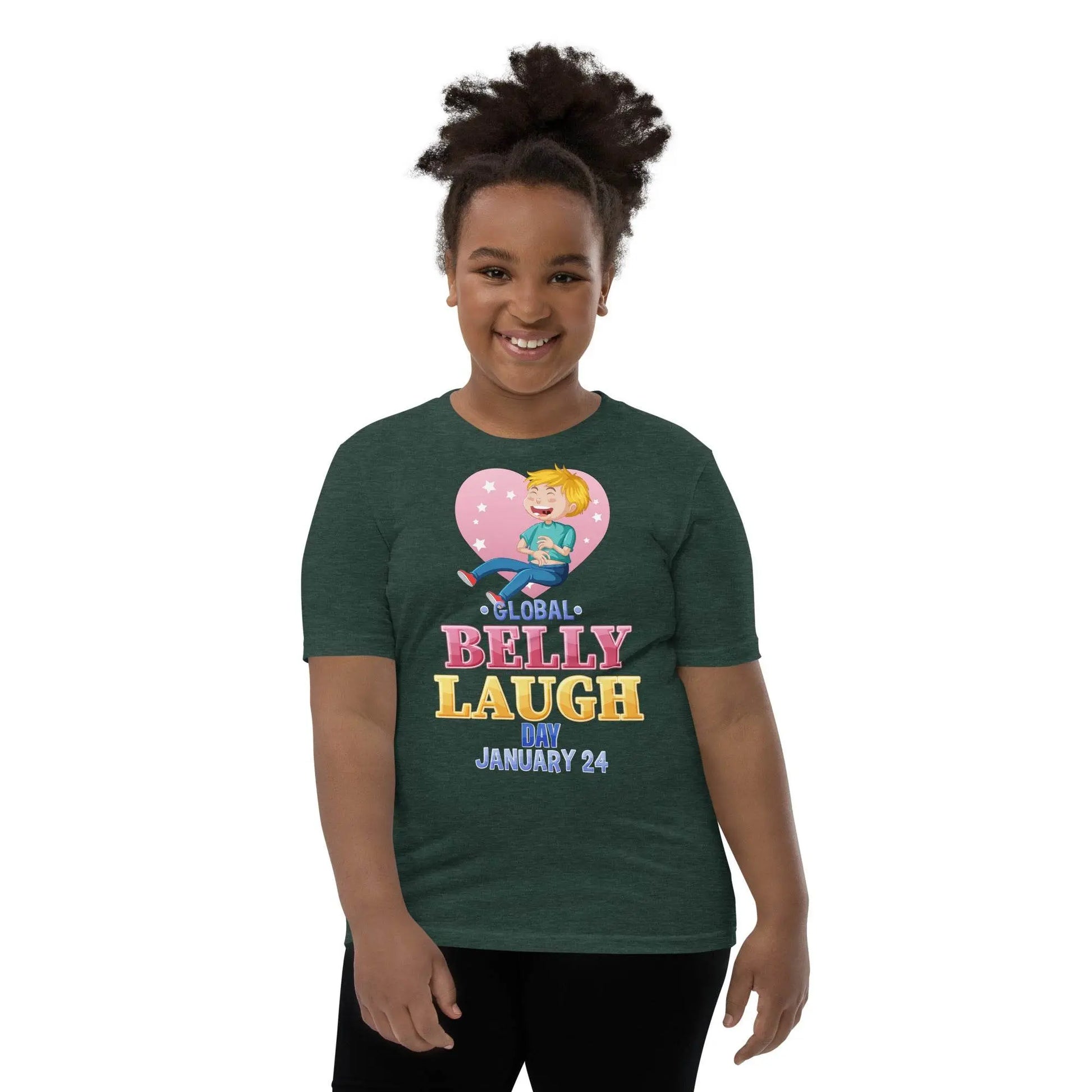 Belly Laugh Youth Short Sleeve Green and white T-Shirt - IVORYNN