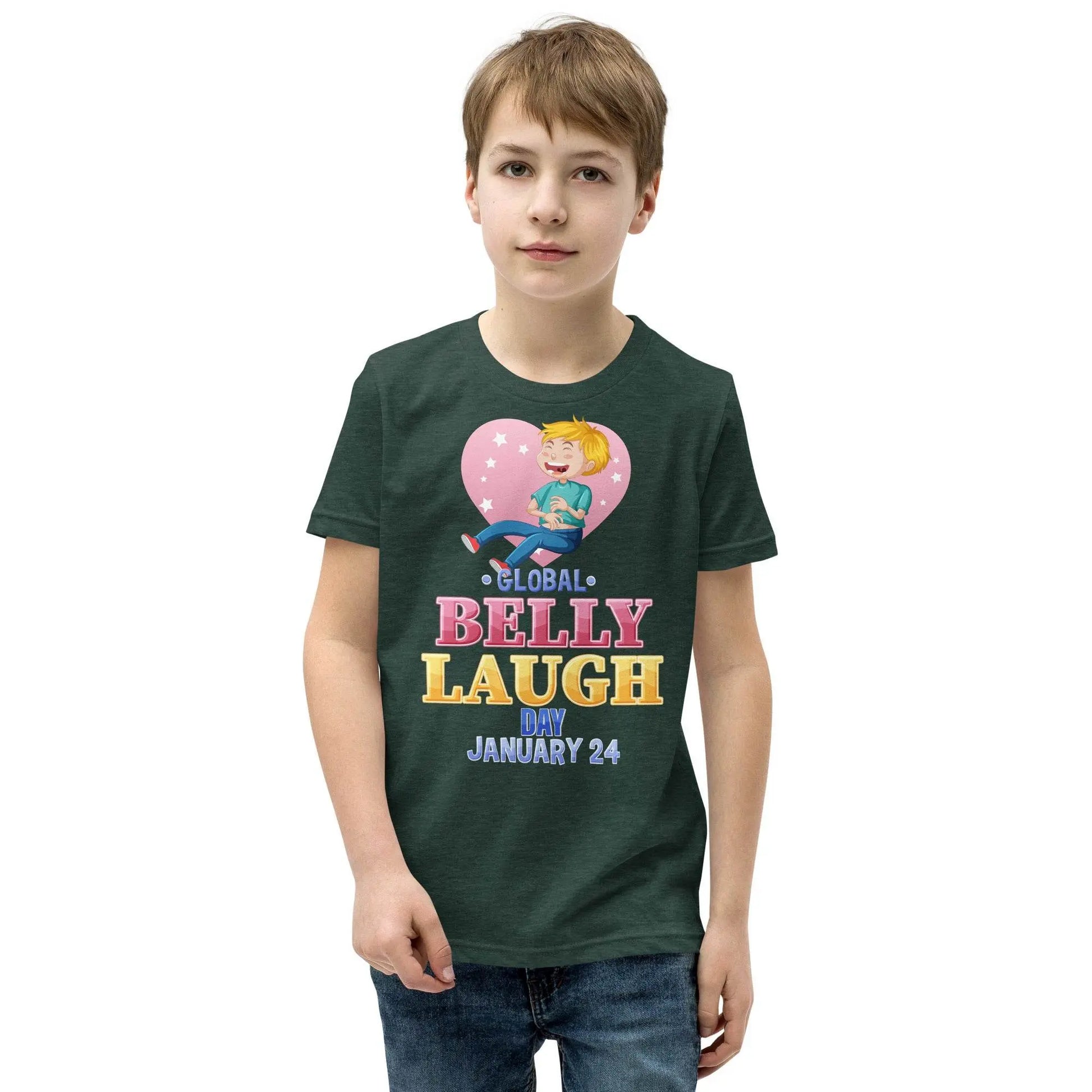 Belly Laugh Youth Short Sleeve Green and white T-Shirt - IVORYNN