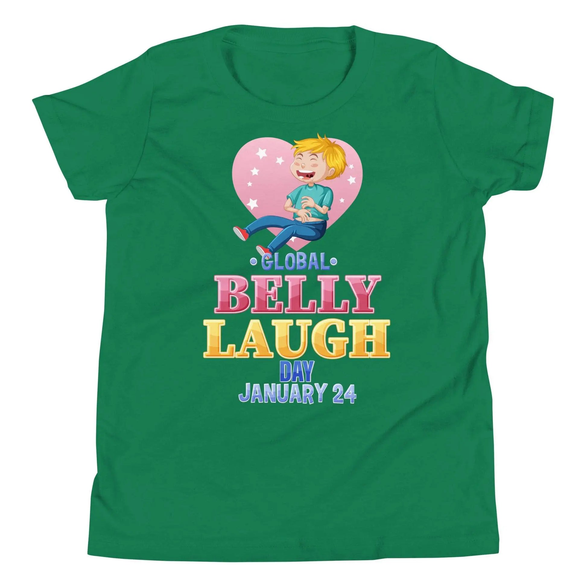Belly Laugh Youth Short Sleeve Green and white T-Shirt - IVORYNN