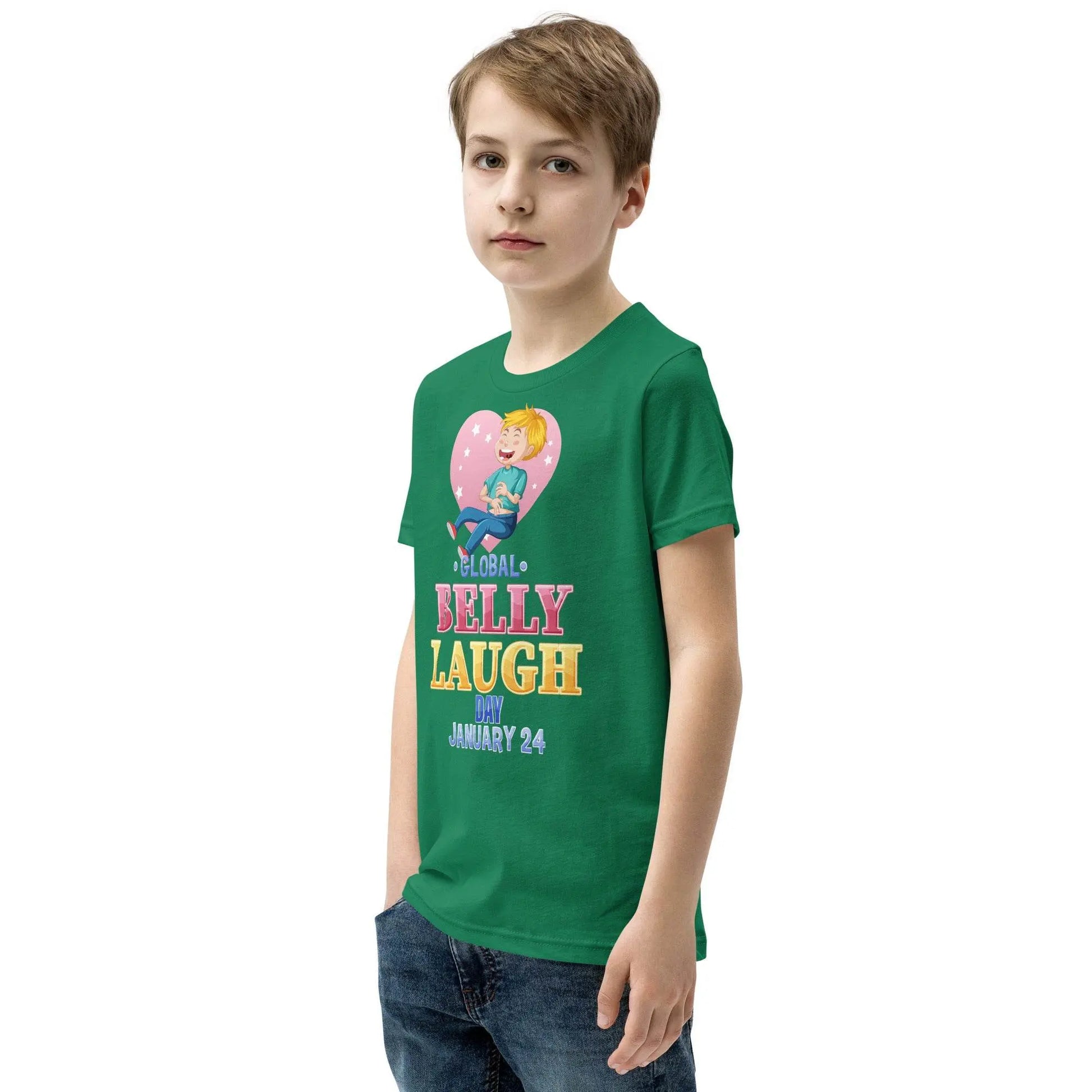 Belly Laugh Youth Short Sleeve Green and white T-Shirt - IVORYNN