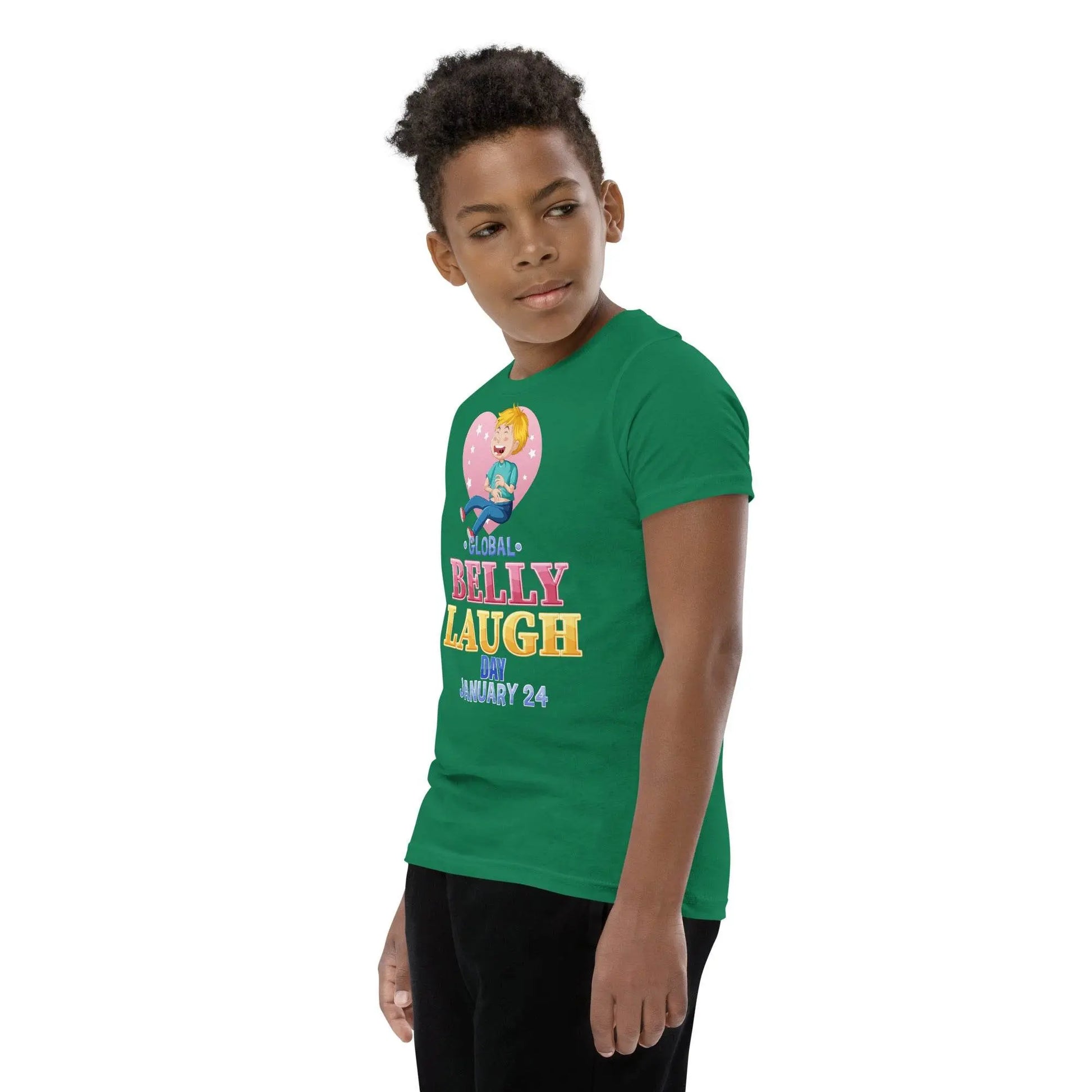 Belly Laugh Youth Short Sleeve Green and white T-Shirt - IVORYNN