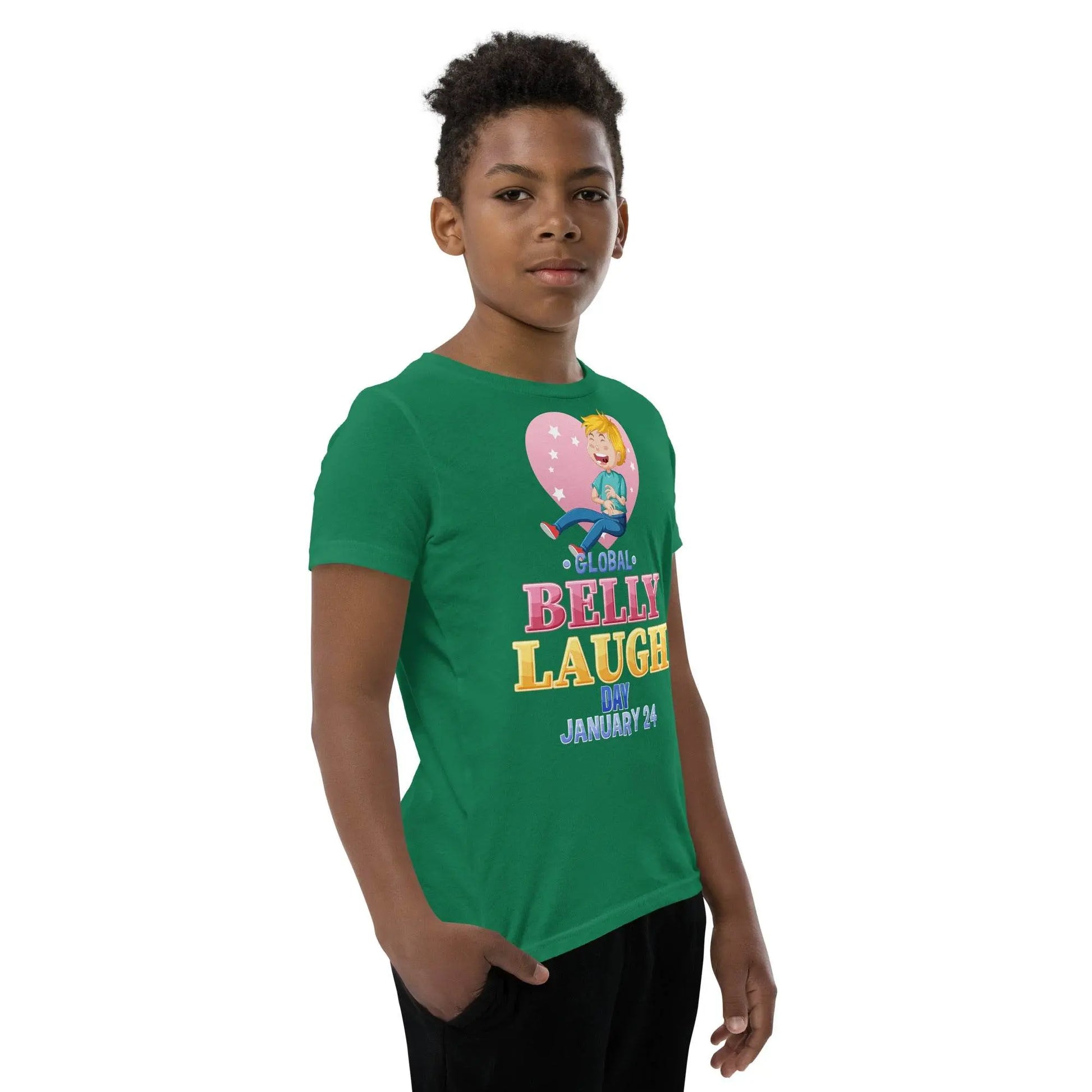 Belly Laugh Youth Short Sleeve Green and white T-Shirt - IVORYNN