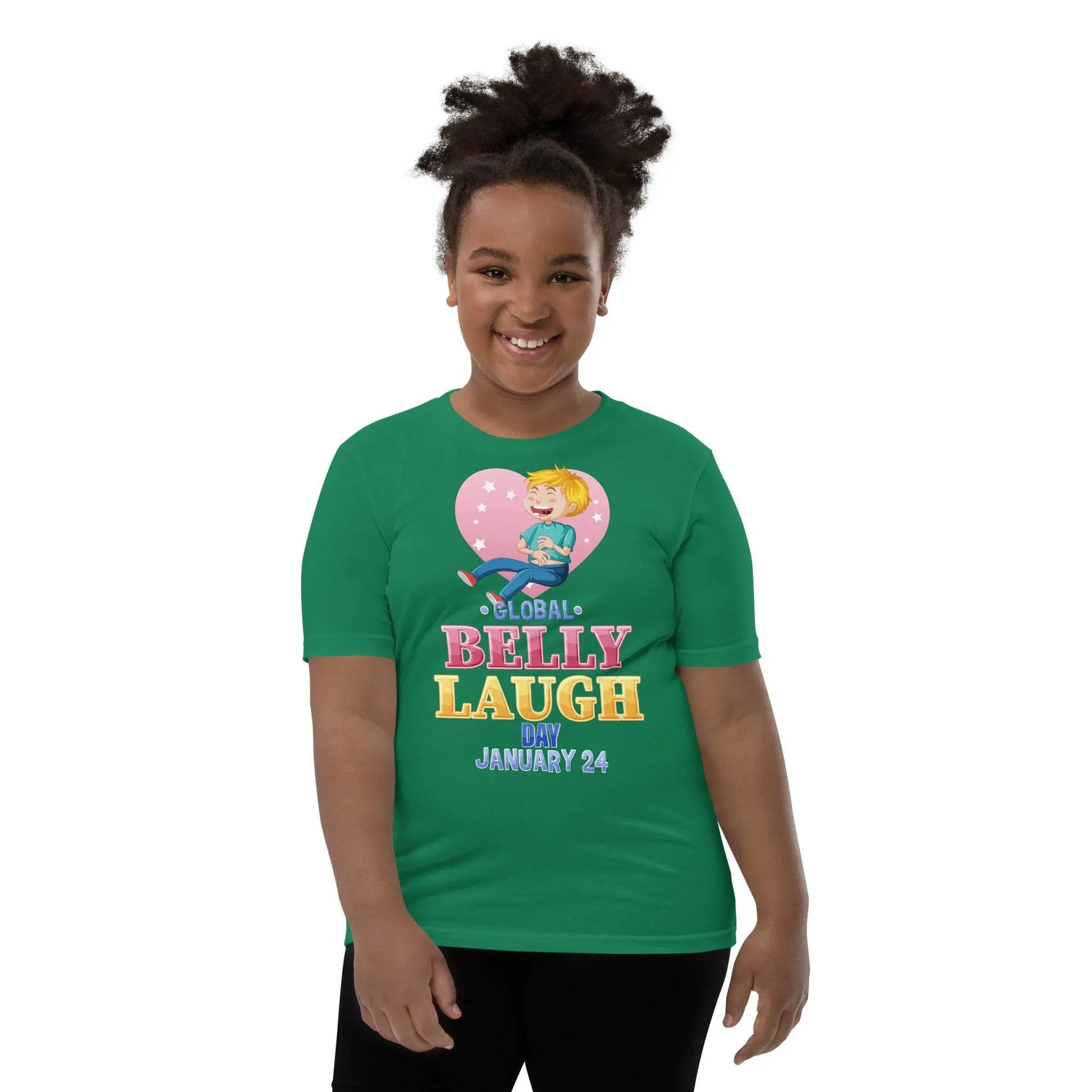 Belly Laugh Youth Short Sleeve Green and white T-Shirt - IVORYNN