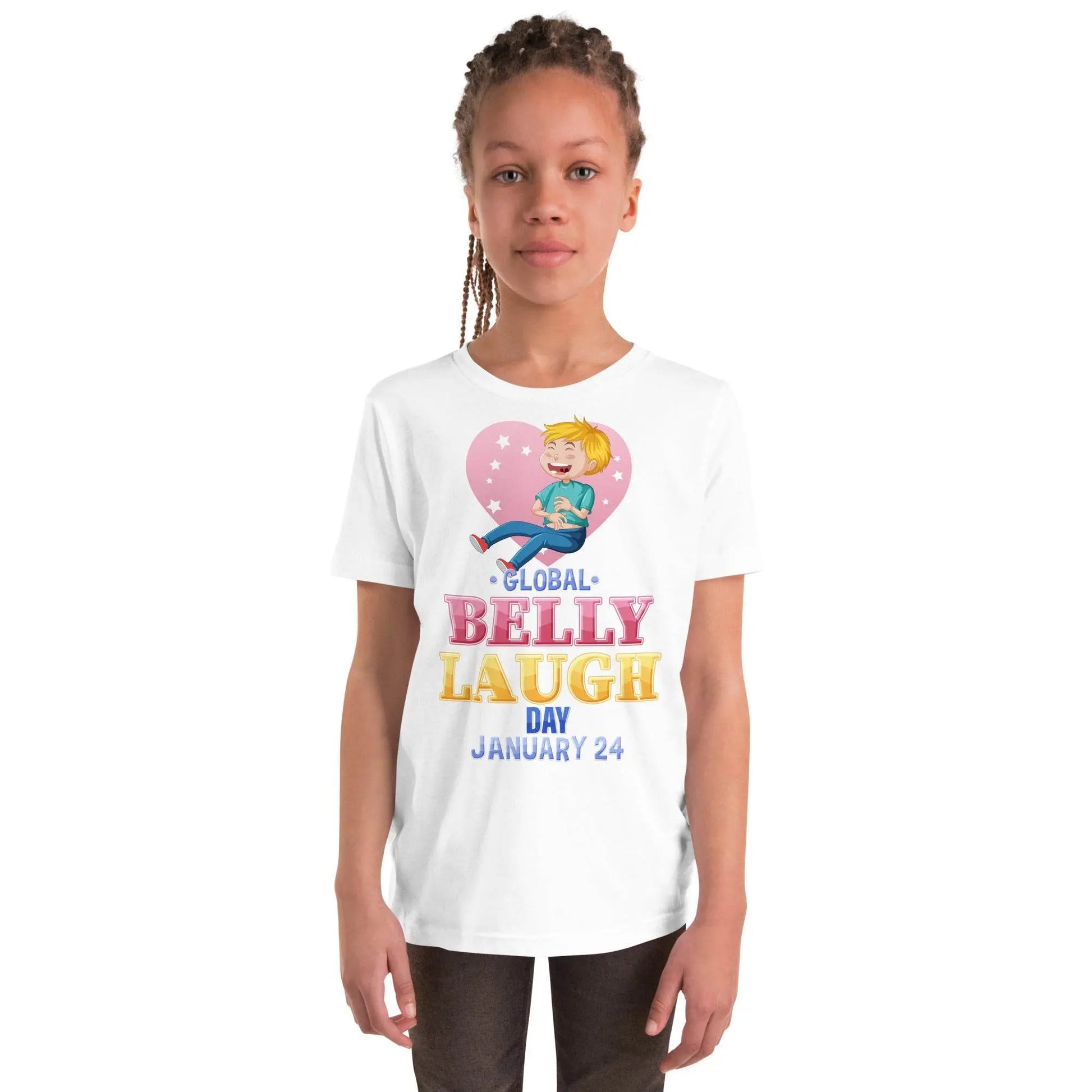 Belly Laugh Youth Short Sleeve Green and white T-Shirt - IVORYNN