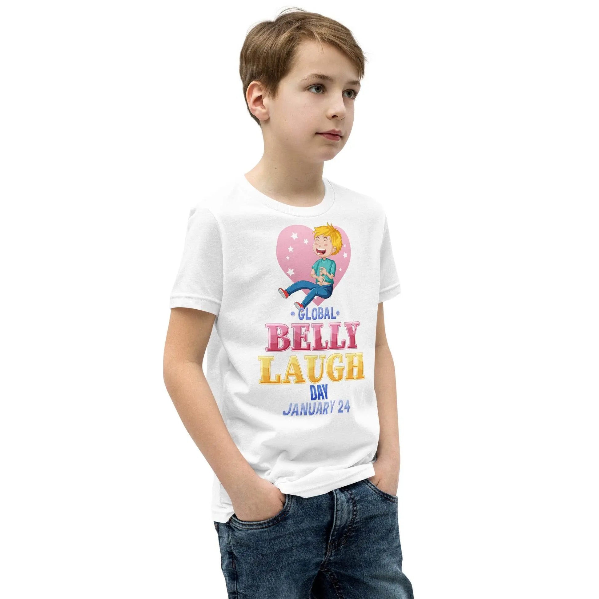 Belly Laugh Youth Short Sleeve Green and white T-Shirt - IVORYNN