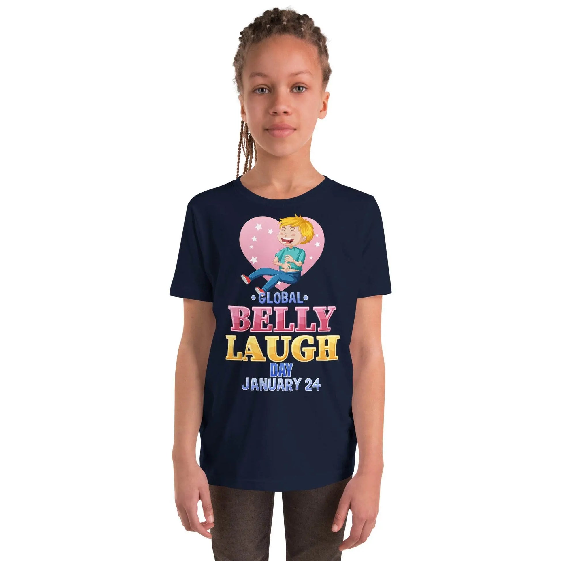 Belly Laugh Youth Short Sleeve Royal Navy T-Shirt - IVORYNN