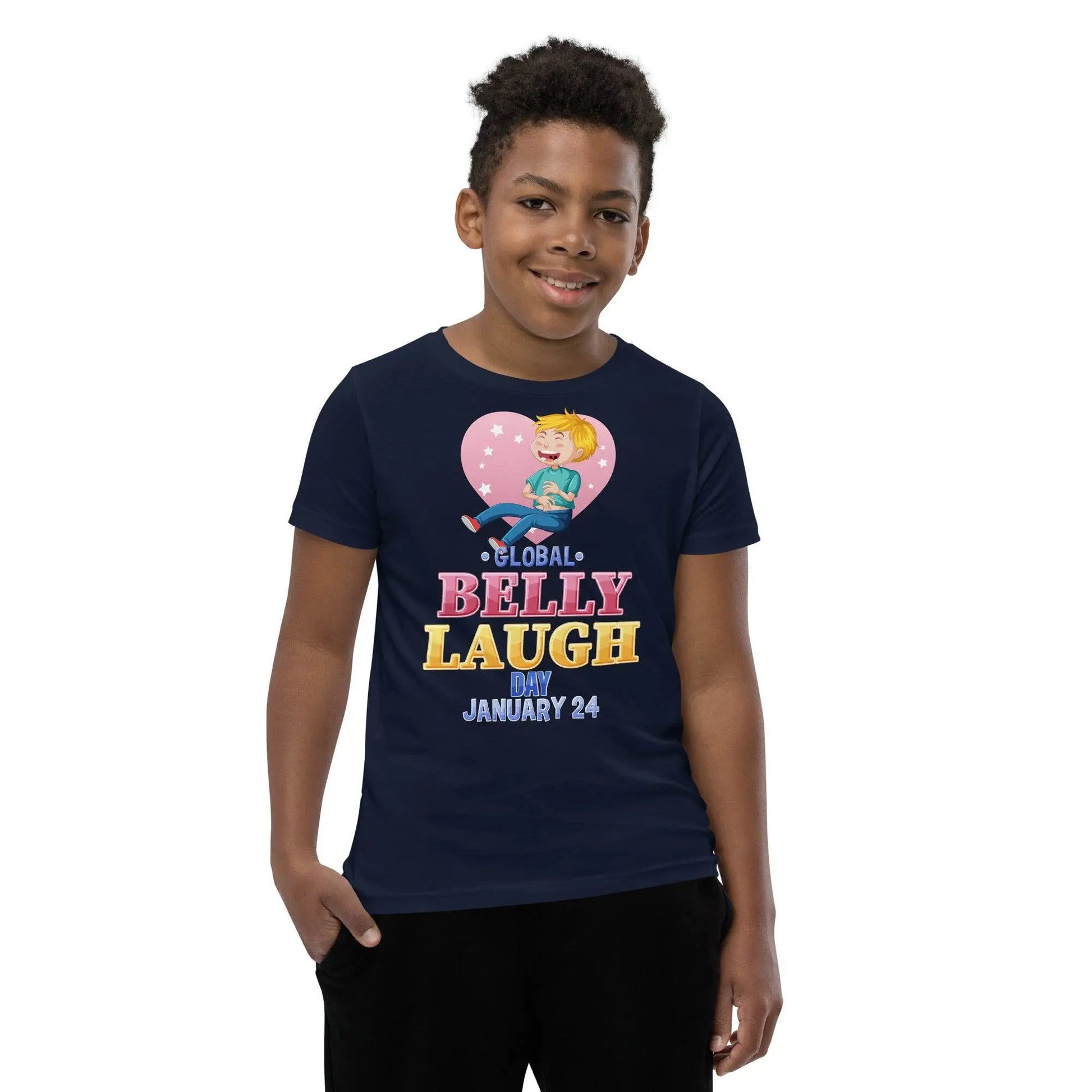 Belly Laugh Youth Short Sleeve Royal Navy T-Shirt - IVORYNN