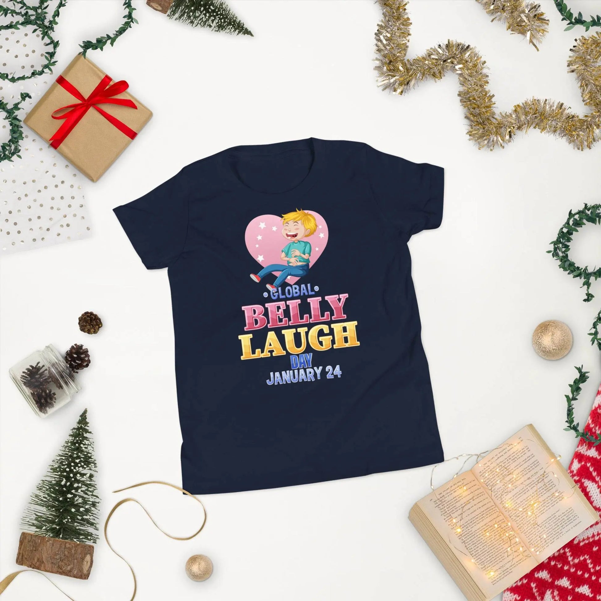 Belly Laugh Youth Short Sleeve Royal Navy T-Shirt - IVORYNN