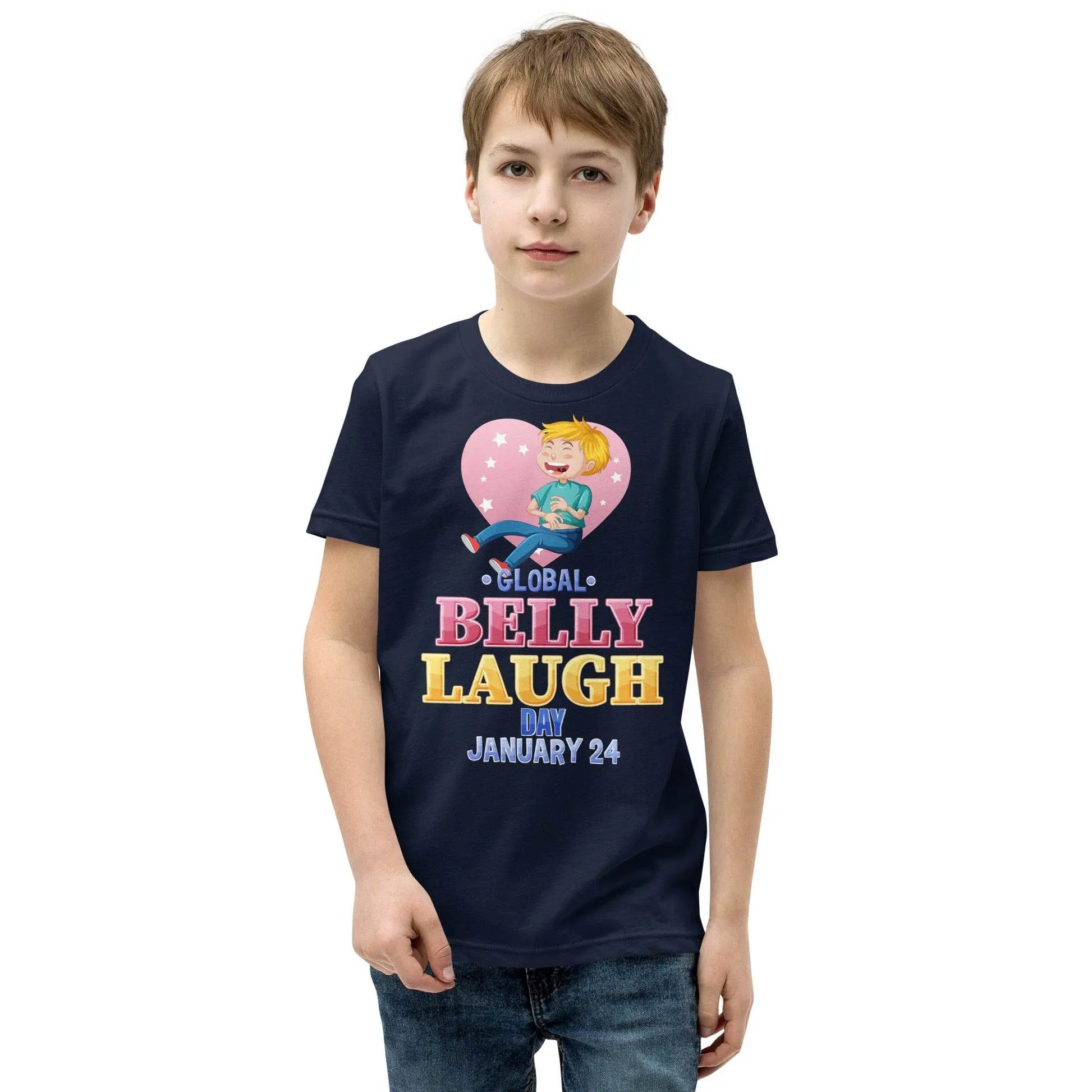 Belly Laugh Youth Short Sleeve Royal Navy T-Shirt - IVORYNN