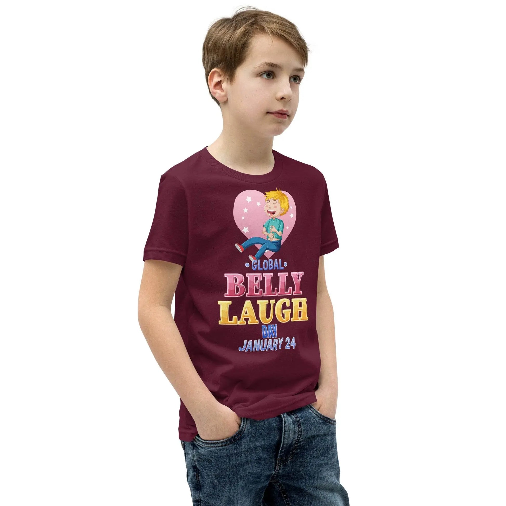 Belly Laugh Youth Short Sleeve Three Red T-Shirt - IVORYNN