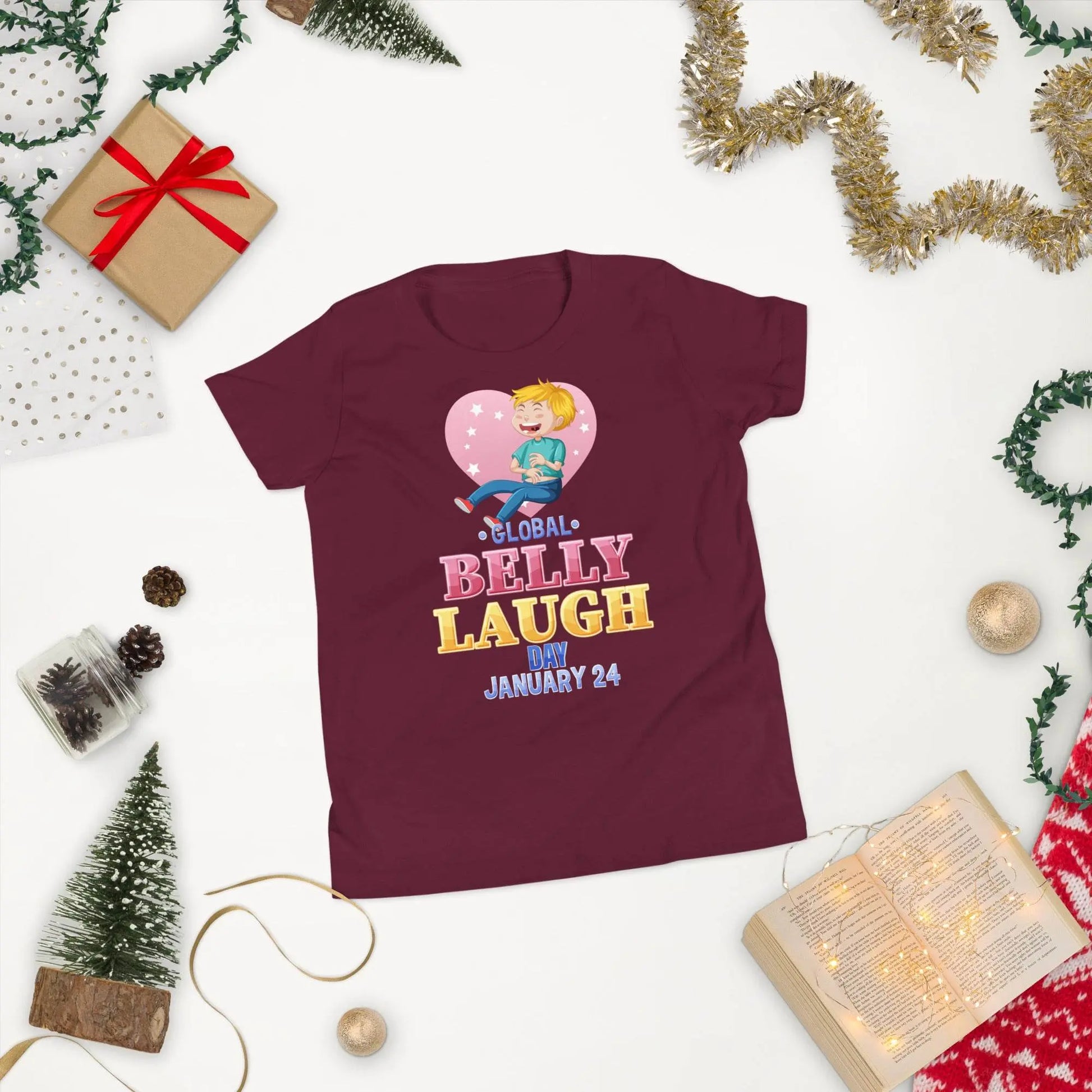 Belly Laugh Youth Short Sleeve Three Red T-Shirt - IVORYNN