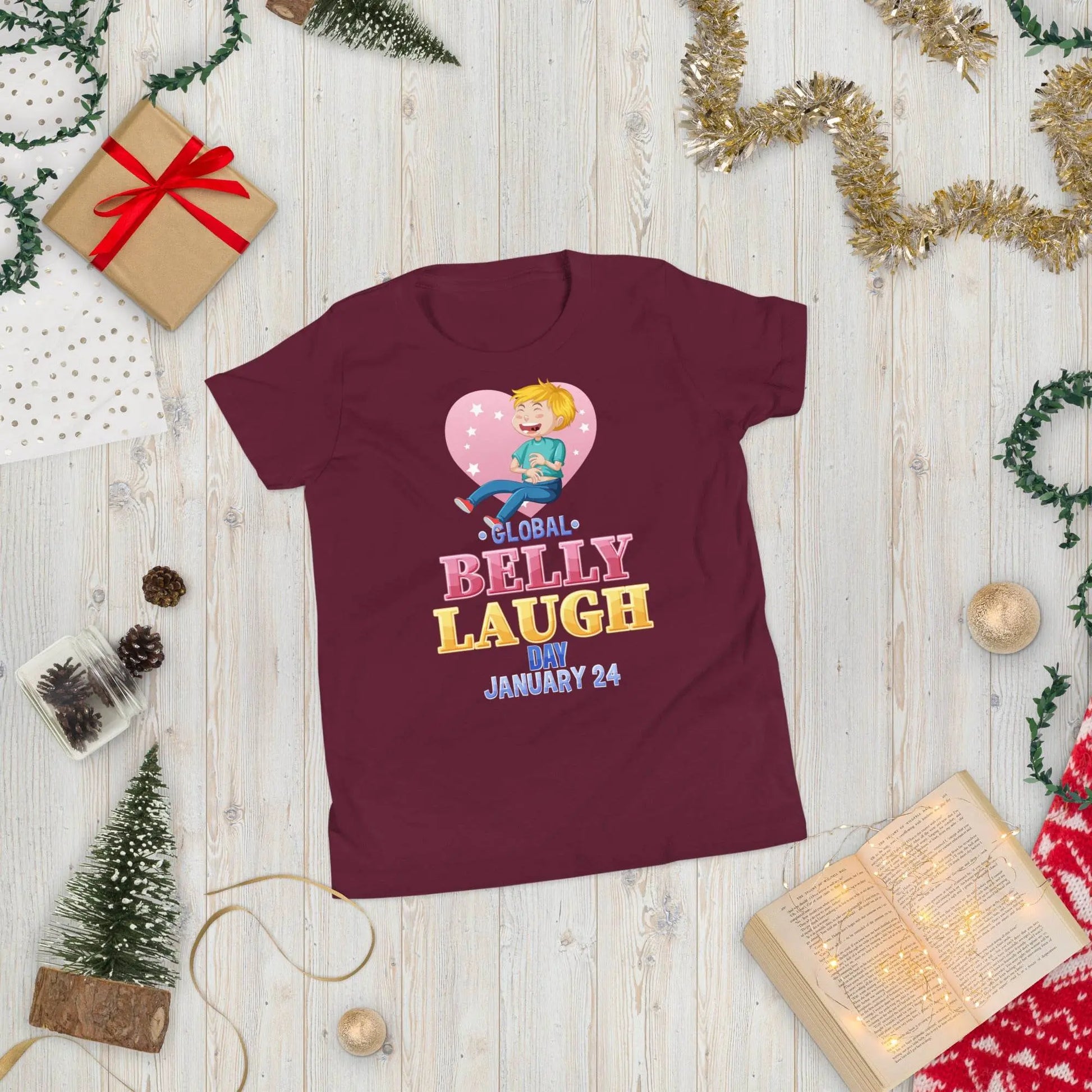 Belly Laugh Youth Short Sleeve Three Red T-Shirt - IVORYNN