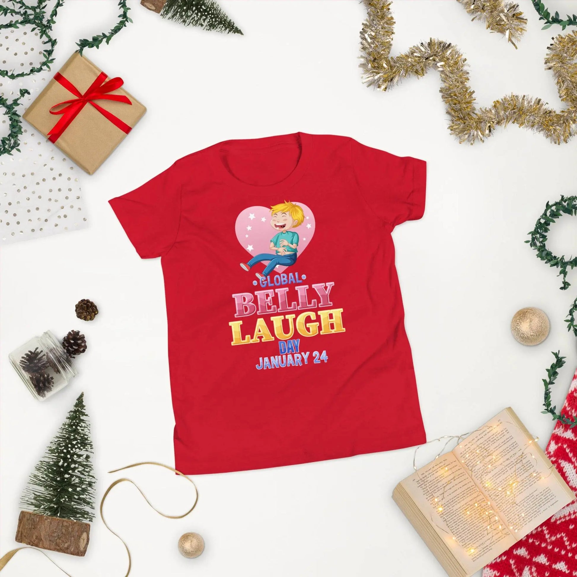 Belly Laugh Youth Short Sleeve Three Red T-Shirt - IVORYNN