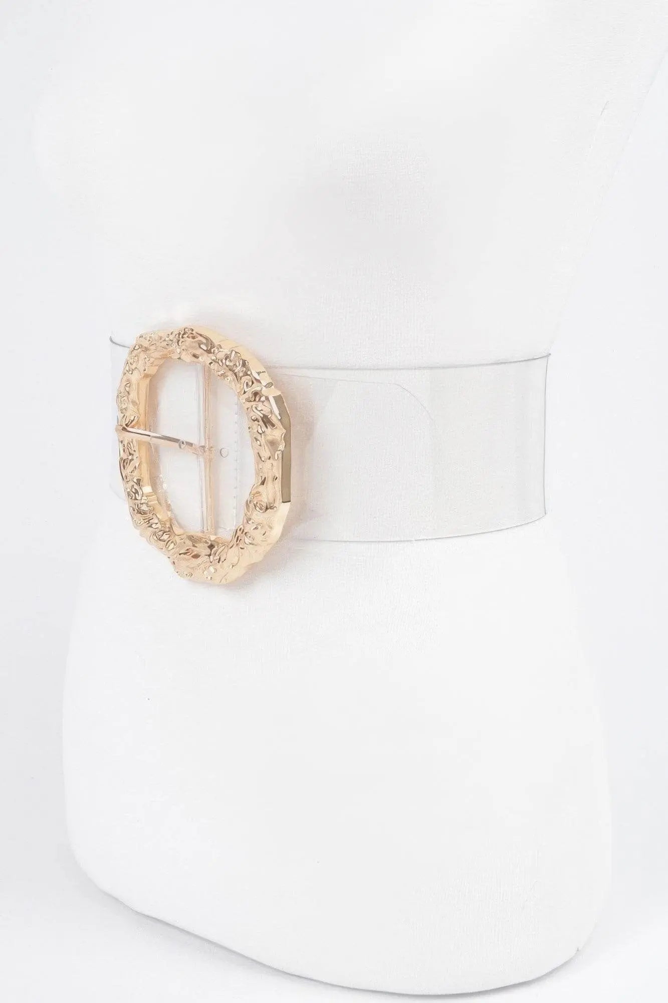 Big Vintage Round Metal Buckle Clear Belt - IVORYNN