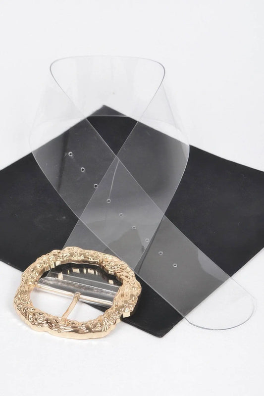 Big Vintage Round Metal Buckle Clear Belt