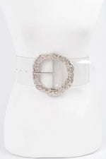 Big Vintage Round Metal Buckle Clear Belt - IVORYNN