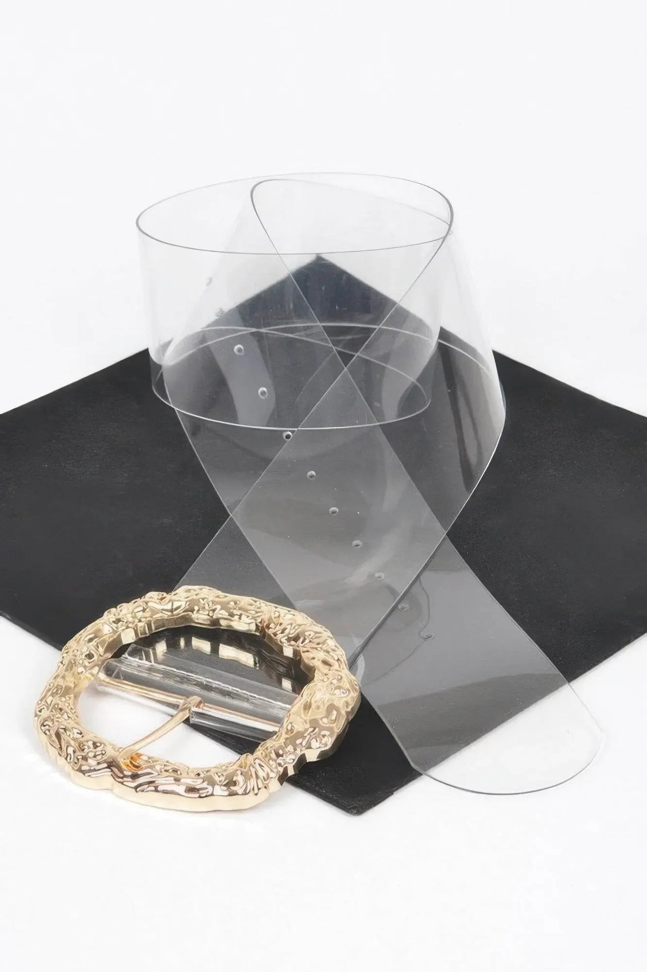 Big Vintage Round Metal Buckle Clear Plussize Belt - IVORYNN