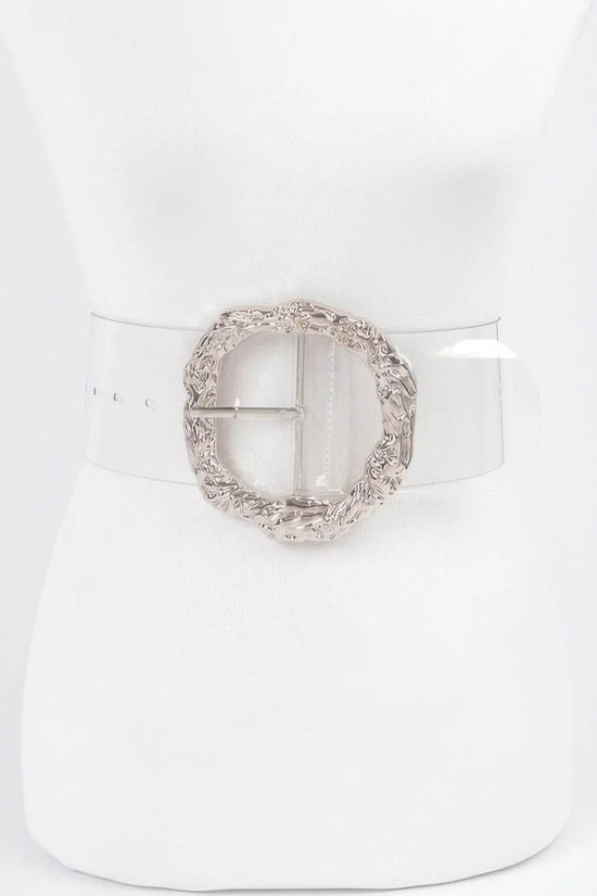 Big Vintage Round Metal Buckle Clear Plussize Belt - IVORYNN