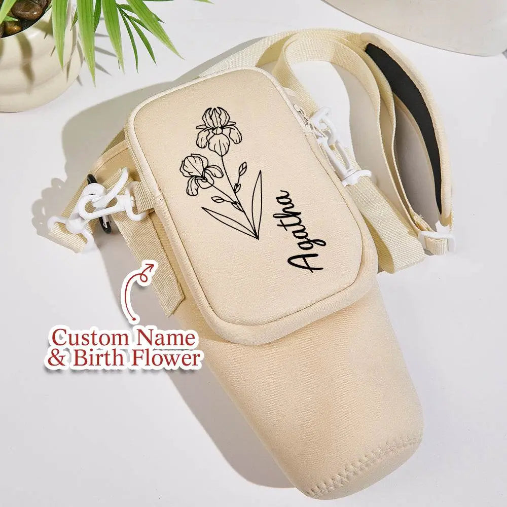 Birth Flower Waterproof Bottle Carrier Tumbler Bag - IVORYNN