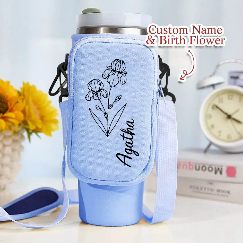 Birth Flower Waterproof Bottle Carrier Tumbler Bag - IVORYNN