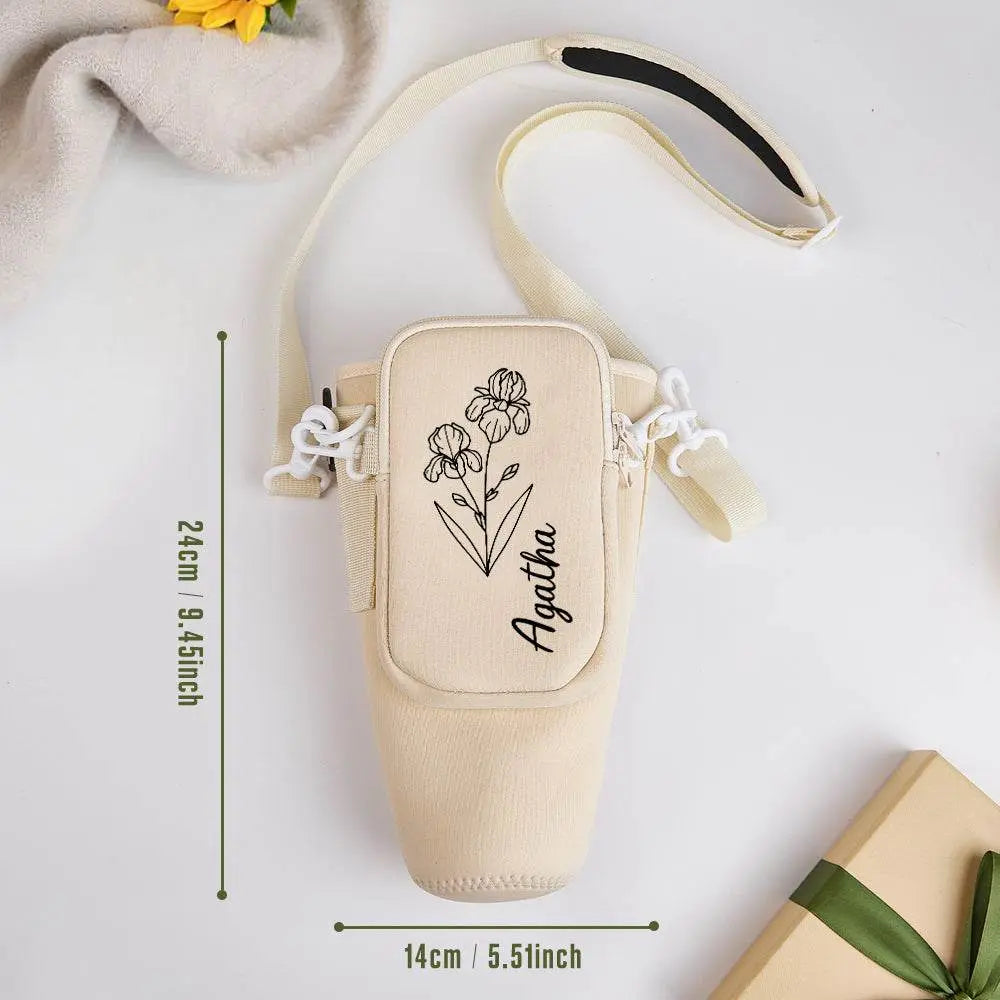 Birth Flower Waterproof Bottle Carrier Tumbler Bag - IVORYNN